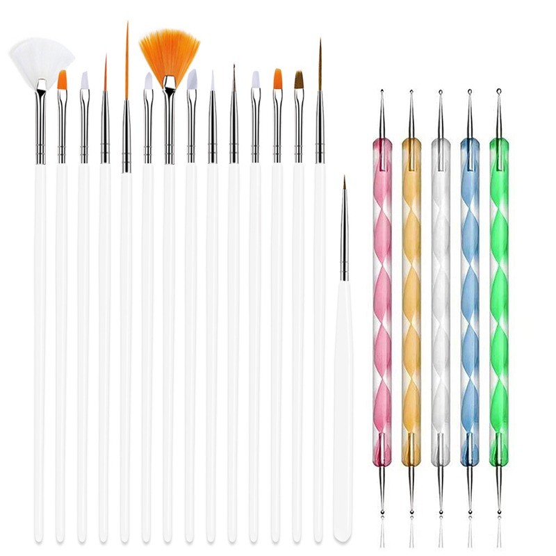 Nail art brushes - with dotting tools - setNail brushes