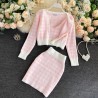 Knitted plaid set - skirt - vest - cardiganDresses