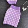 Knitted plaid set - skirt - vest - cardiganDresses