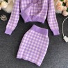 Knitted plaid set - skirt - vest - cardiganDresses