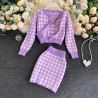 Knitted plaid set - skirt - vest - cardiganDresses