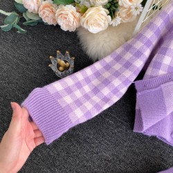 Knitted plaid set - skirt - vest - cardiganDresses