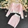 Knitted plaid set - skirt - vest - cardiganDresses