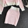 Knitted plaid set - skirt - vest - cardiganDresses