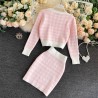 Knitted plaid set - skirt - vest - cardiganDresses