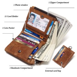 Vintage leather wallet - card / coin holder - large capacityWallets