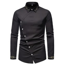 Asymmetrical long sleeve shirt - decorative golden embroideryT-shirts