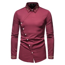 Asymmetrical long sleeve shirt - decorative golden embroideryT-shirts