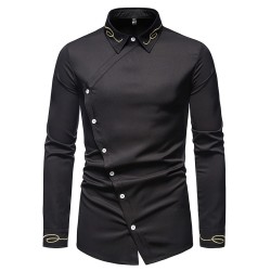 Asymmetrical long sleeve shirt - decorative golden embroideryT-shirts
