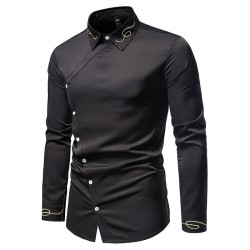Asymmetrical long sleeve shirt - decorative golden embroideryT-shirts