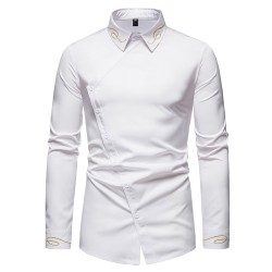 Asymmetrical long sleeve shirt - decorative golden embroideryT-shirts