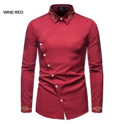 Asymmetrical long sleeve shirt - decorative golden embroideryT-shirts