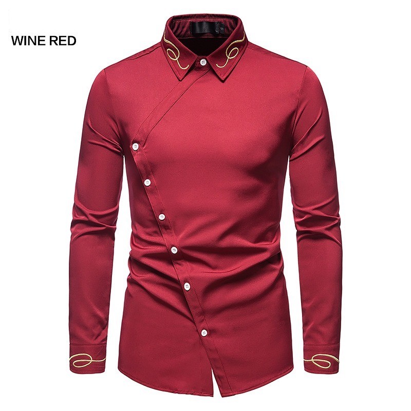 Asymmetrical long sleeve shirt - decorative golden embroideryT-shirts