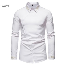 Asymmetrical long sleeve shirt - decorative golden embroideryT-shirts