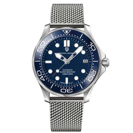 PAGANI - automatic stainless steel watch - mesh strap - waterproof - blueWatches