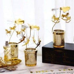 Decorative candle holder - rotatable - snowflakes - angels - horses - goldCandles & Holders
