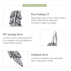 Silver crystal feather shaped earrings - 925 sterling silverEarrings