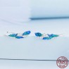 Green-blue crystal feathers - earrings - 925 sterling silverEarrings