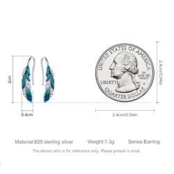 Green-blue crystal feathers - earrings - 925 sterling silverEarrings