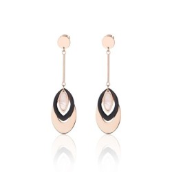 Rose gold long earrings - triple oval circlesEarrings