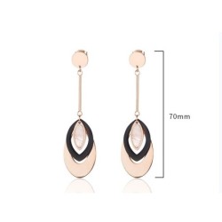 Rose gold long earrings - triple oval circlesEarrings