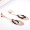 Rose gold long earrings - triple oval circlesEarrings