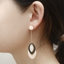 Rose gold long earrings - triple oval circlesEarrings