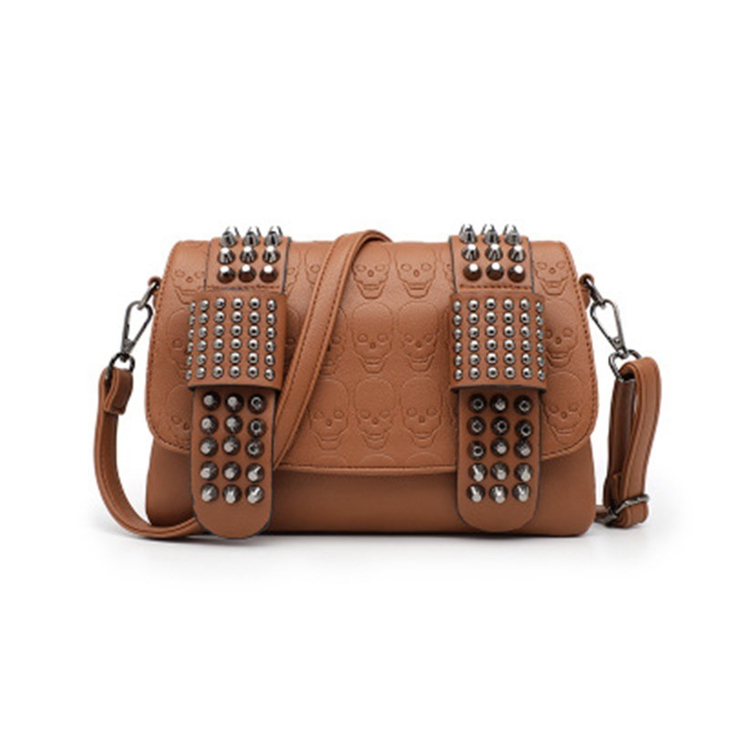 Small shoulder bag - punk style - skulls printed - rivetsHandbags
