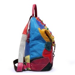 Leather backpack - with rivets - colorful rainbow colorsBackpacks