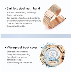 Elegant Quartz watch - stainless steel mesh strap - moon / starsWatches