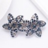 Elegant hair clip - double blue crystal flowersHair clips