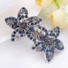Elegant hair clip - double blue crystal flowersHair clips