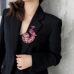 Crystal peacock broochBrooches