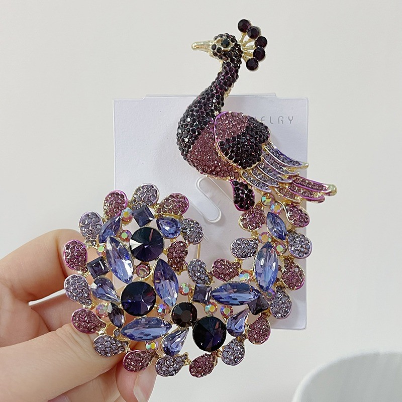 Crystal peacock broochBrooches