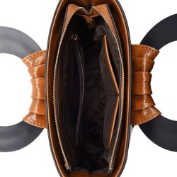 Elegant leather shoulder bag - printed flowersHandbags