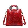 Elegant leather shoulder bag - printed flowersHandbags