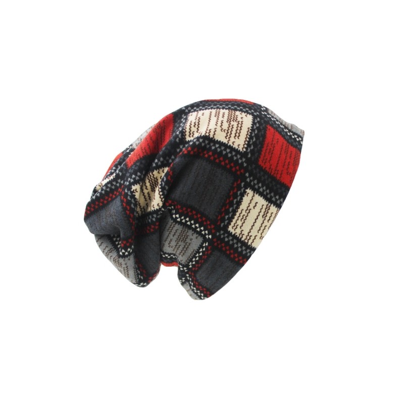 2 in 1 - winter hat / scarf - plaid design - unisexHats & Caps