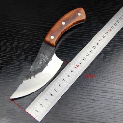 Multifunctional knife - steel wide blade - wooden handle - with leather pouchKnives & Multitools