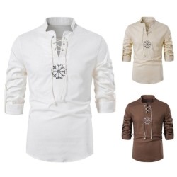 Long sleeve cotton shirt - with stand-up collarT-shirts