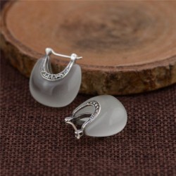 Moon shaped earrings - opal - 925 sterling silverEarrings