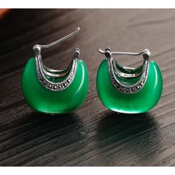 Moon shaped earrings - opal - 925 sterling silverEarrings