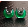 Moon shaped earrings - opal - 925 sterling silverEarrings