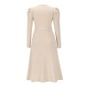 Elegant knitted dress - long sleeve - waist beltDresses