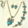 Vintage jewellery set with owls - earrings / necklace / braceletJewellery Sets