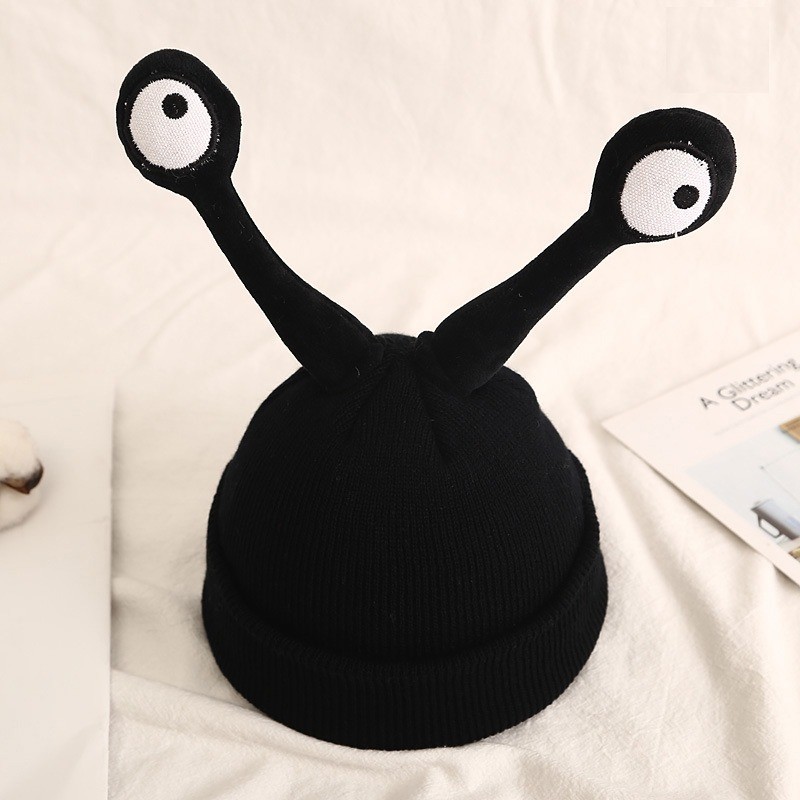 Warm knitted hat - funny long eyesHats & caps
