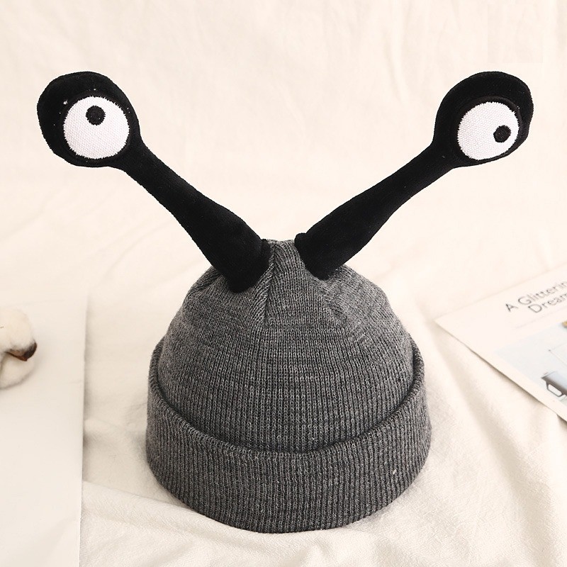 Warm knitted hat - funny long eyesHats & caps