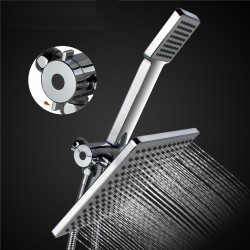 Square rainfall jet - double shower head - hose - 3-way water diverter - setShower Heads