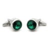 Silver cufflinks with green crystalCufflinks