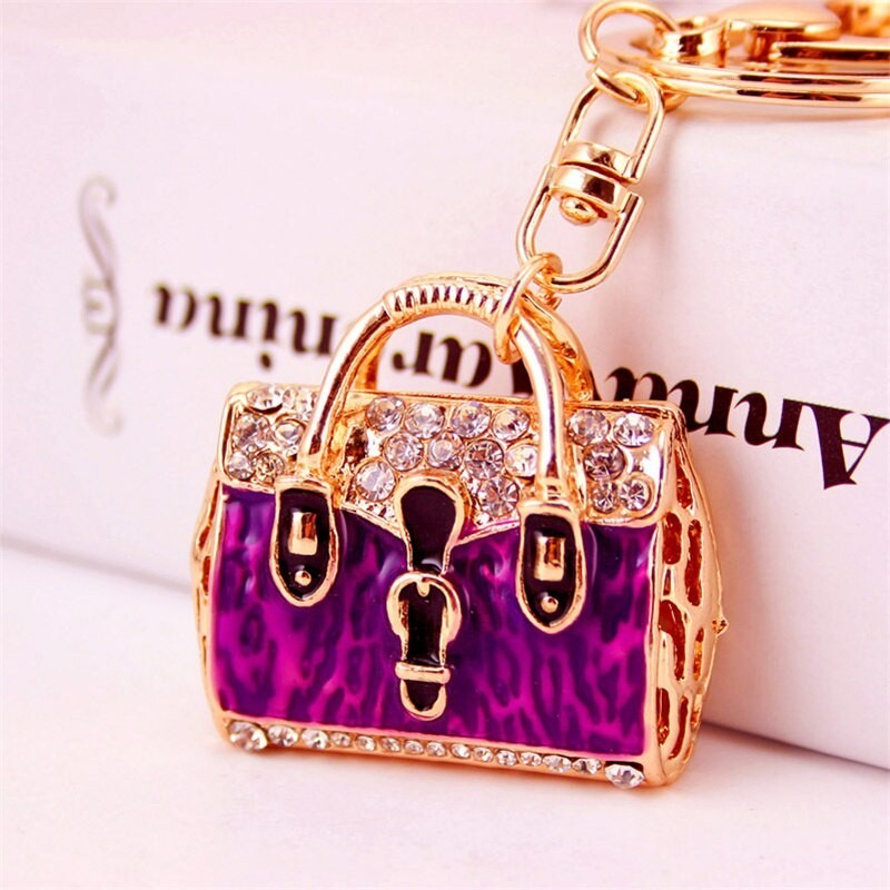 Golden crystal bag - keychainKeyrings