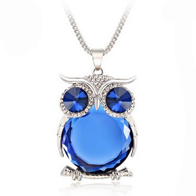 Silver necklace with crystal owlNecklaces
